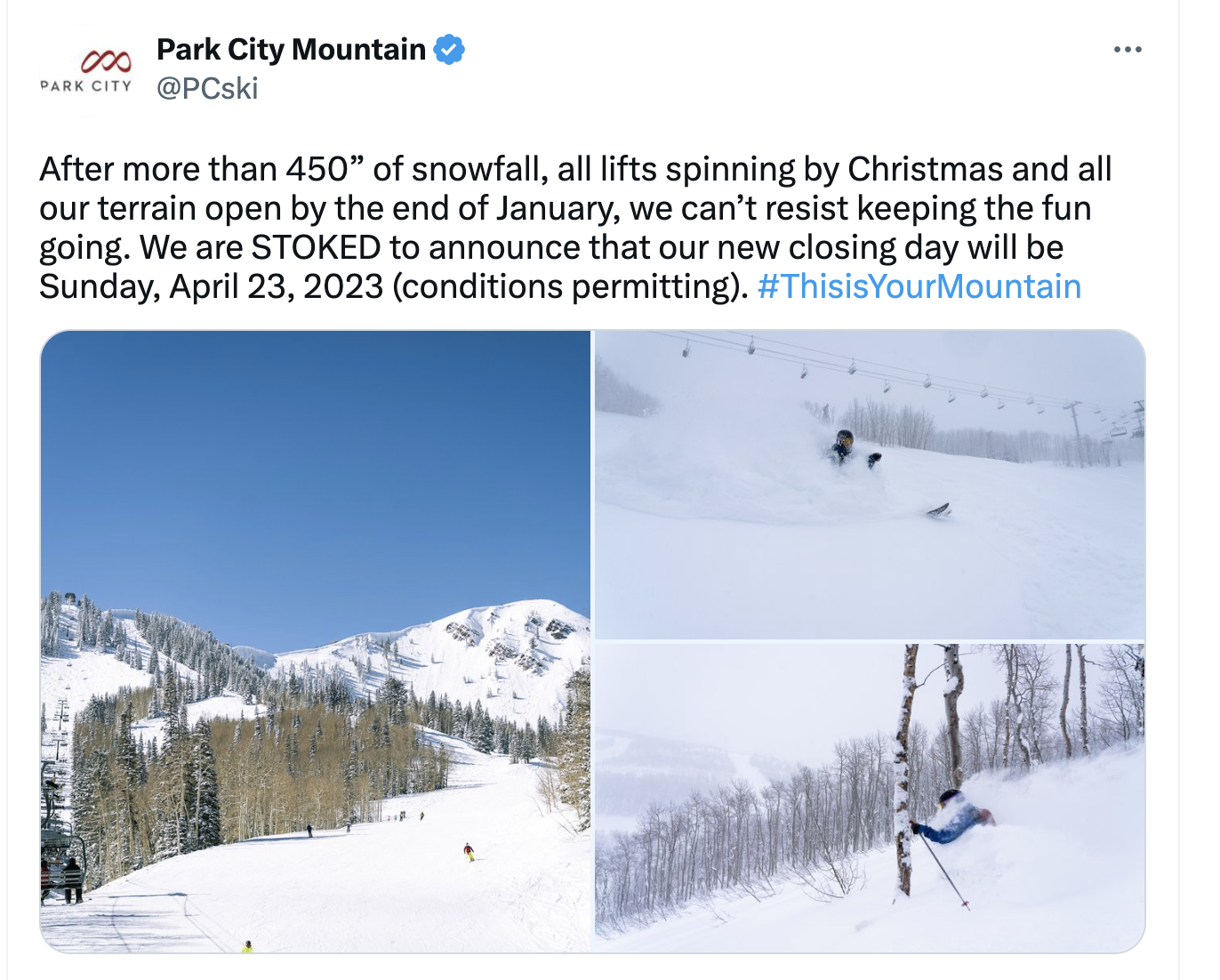Park City Ski resorts to remain open until April 23rd! ParkCity.guide